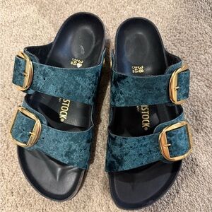 Birkenstock crushed Velvet Gold Buckles 38